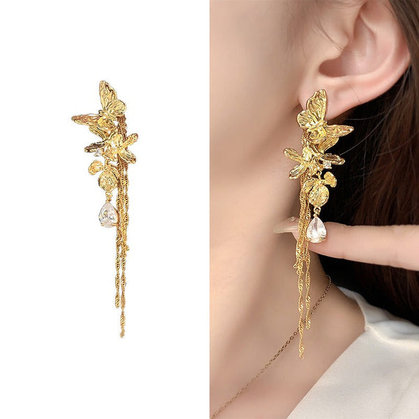 Veile Studios Temperament High End Butterfly Tassel For Women In Fresh And Sweet Style Earrings