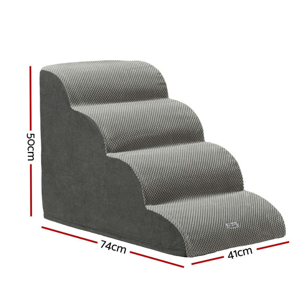 I.Pet Dog Ramp Steps Foam 4 Tier Pet Stairs For Bed Sofa Car Portable Indoor Pet Transport