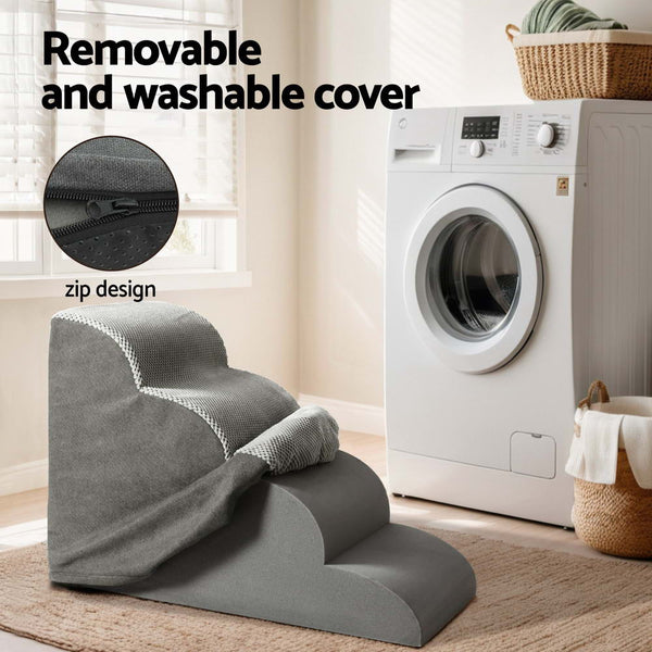 I.Pet Dog Ramp Steps Foam 4 Tier Pet Stairs For Bed Sofa Car Portable Indoor Pet Transport