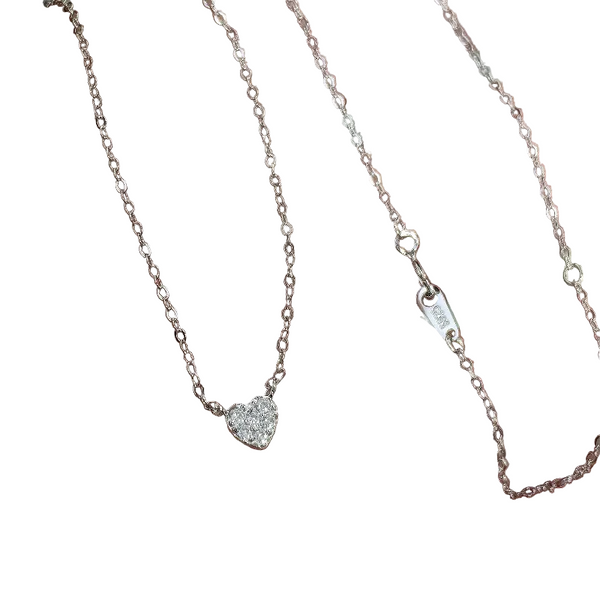 S925 Pure Silver Plated With 14K Gold Mini Heart Necklace Womens Diamond Studded Necklaces & Pendants