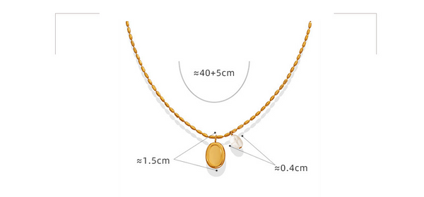 Elliptical Titanium Steel Necklace Collarbone Chain Womens Necklaces & Pendants