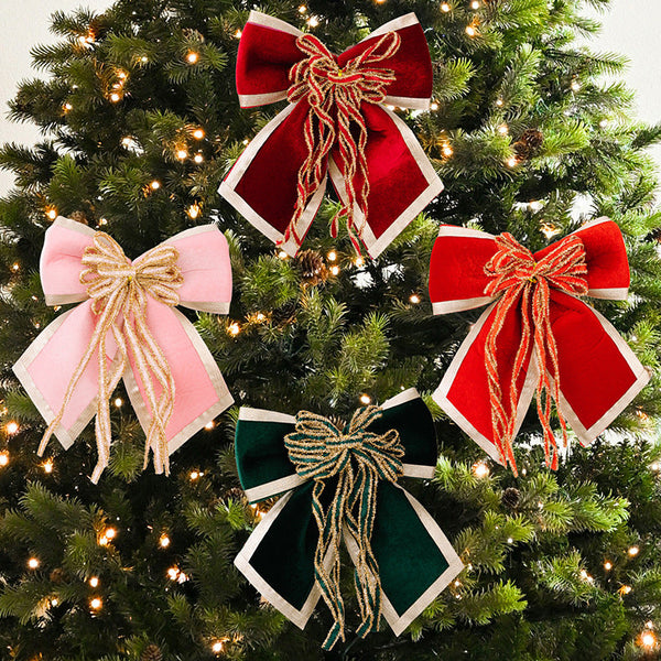 Christmas Decoration Luxurious Velvet Bow Flocked Large Red Seasonal Decorations