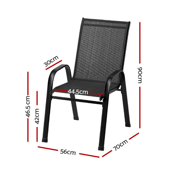 Gardeon 6Pc Outdoor Dining Chairs Stackable Lounge Patio Furniture Black Patio Chairs