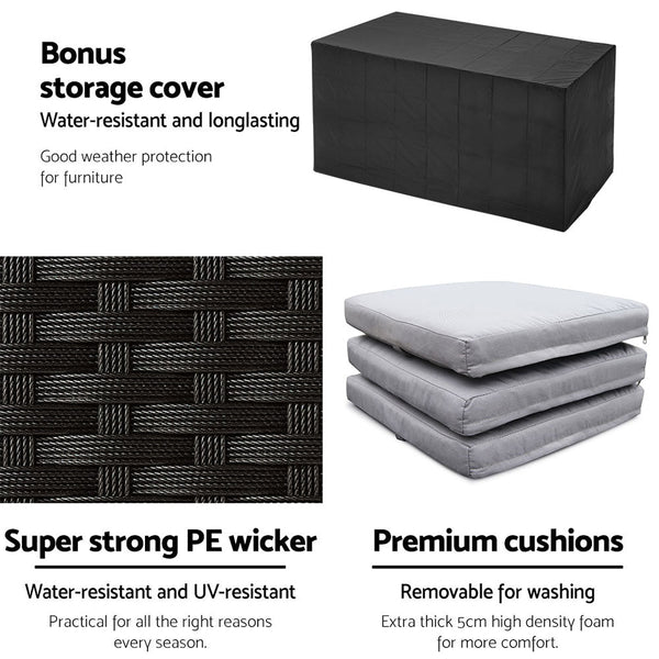 Gardeon 7 Piece Outdoor Bar Set Dining Table Stools Wicker Patio Setting Outdoor Dining Sets