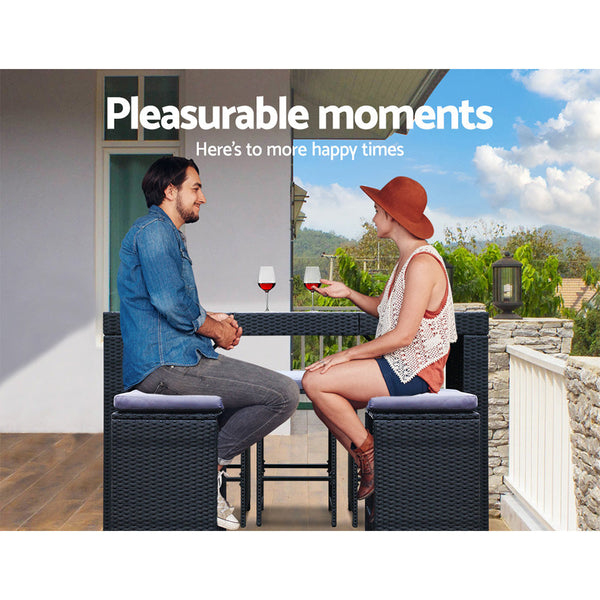 Gardeon 7 Piece Outdoor Bar Set Dining Table Stools Wicker Patio Setting Outdoor Dining Sets