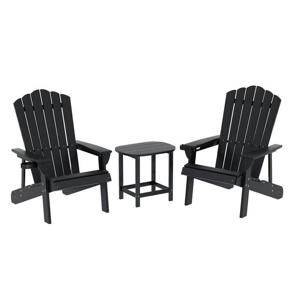 Gardeon Outdoor Table And Chairs Hdpe Adirondack Beach Sun Lounge Patio Furniture Garden Black Outdoor Dining Sets