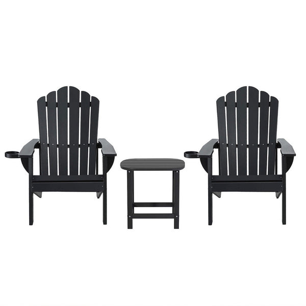Gardeon Outdoor Table And Chairs Hdpe Adirondack Beach Sun Lounge Patio Furniture Garden Black Outdoor Dining Sets