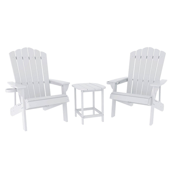 Gardeon Outdoor Table And Chairs Hdpe Adirondack Beach Sun Lounge Patio Furniture Garden White Outdoor Dining Sets