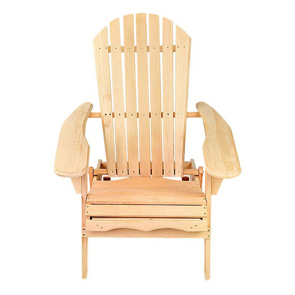 Gardeon Adirondack Outdoor Chairs Wooden Beach Chair Patio Furniture Garden Natural Set Of 2 Patio Chairs