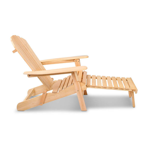 Gardeon Adirondack Outdoor Chairs Wooden Sun Lounge Patio Furniture Garden Natural Patio Chairs