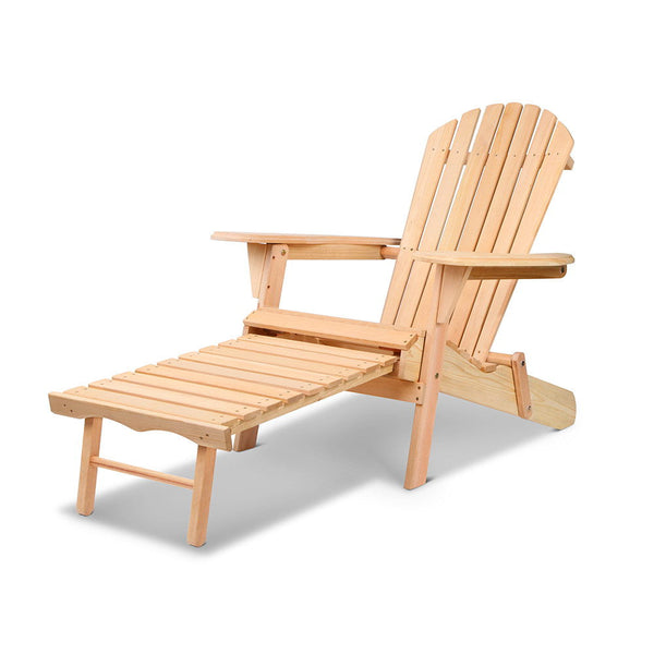 Gardeon Adirondack Outdoor Chairs Wooden Sun Lounge Patio Furniture Garden Natural Patio Chairs