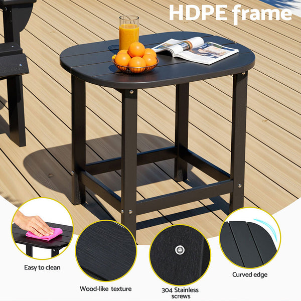 Gardeon Outdoor Coffee Side Table Hdpe Desk Patio Furniture Camping Garden Black Coffee Tables