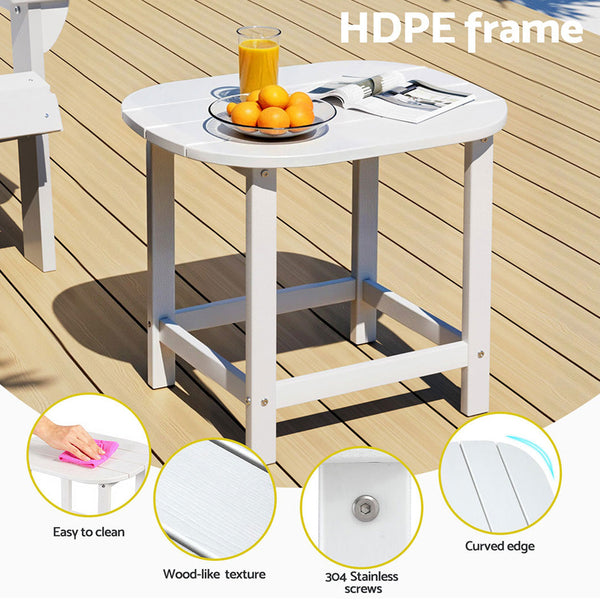 Gardeon Outdoor Coffee Side Table Hdpe Desk Patio Furniture Camping Garden White Coffee Tables