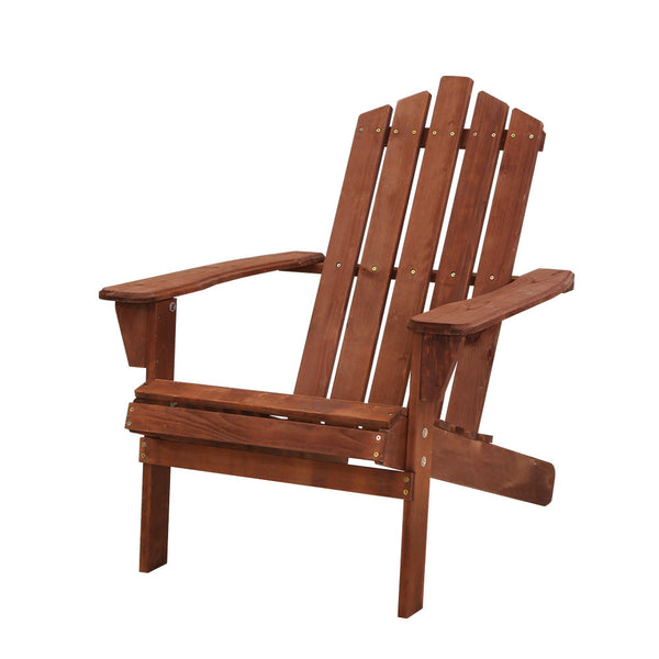 Gardeon Adirondack Outdoor Chairs Wooden Beach Chair Patio Furniture Garden Brown Patio Chairs