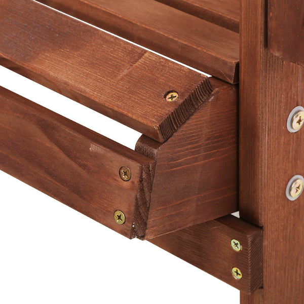 Gardeon 3Pc Adirondack Outdoor Table And Chairs Wooden Beach Chair Brown Outdoor Dining Sets