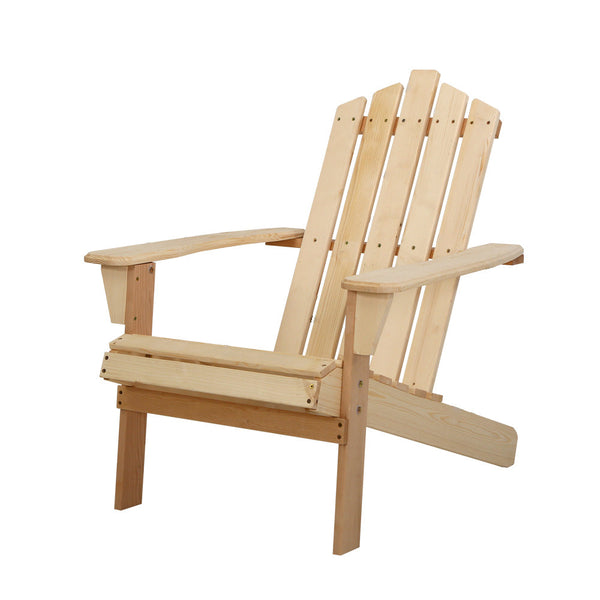 Gardeon Adirondack Outdoor Chairs Wooden Beach Patio Furniture Garden Natural Patio Chairs