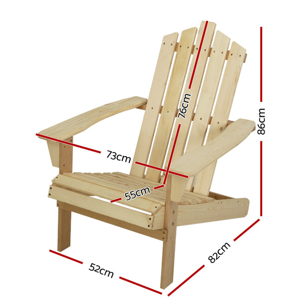 Gardeon Adirondack Outdoor Chairs Wooden Beach Patio Furniture Garden Natural Patio Chairs