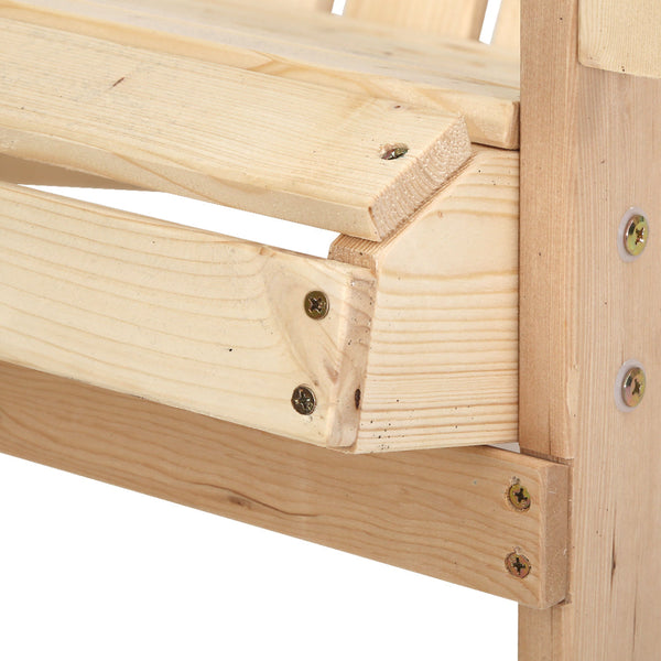 Gardeon 3Pc Adirondack Outdoor Table And Chairs Wooden Beach Chair Natural Outdoor Dining Sets