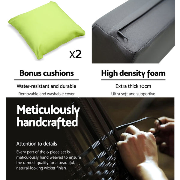 Gardeon 7 Piece Outdoor Sofa Set Wicker Couch Lounge Setting Seat Cover Outdoor Furniture Covers