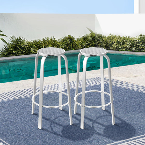 Gardeon 2X Outdoor Bar Stools Aluminum Benches Bar Stools