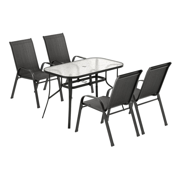 Gardeon 5Pc Outdoor Dining Set Table And Chairs Patio Furniture Bistro Set Garden Black Outdoor Dining Sets