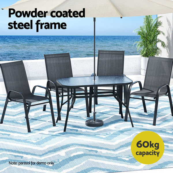 Gardeon 5Pc Outdoor Dining Set Table And Chairs Patio Furniture Bistro Set Garden Black Outdoor Dining Sets