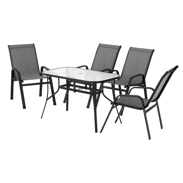 Gardeon 5Pc Outdoor Dining Set Table And Chairs Patio Furniture Bistro Garden Grey Outdoor Dining Sets
