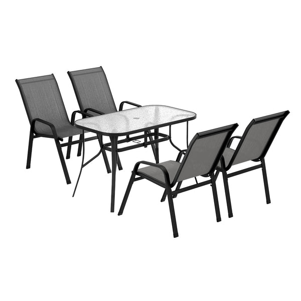 Gardeon 5Pc Outdoor Dining Set Table And Chairs Patio Furniture Bistro Garden Grey Outdoor Dining Sets