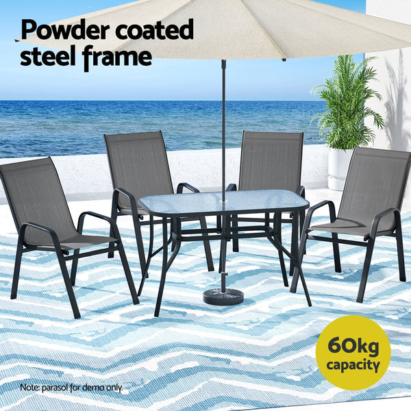 Gardeon 5Pc Outdoor Dining Set Table And Chairs Patio Furniture Bistro Garden Grey Outdoor Dining Sets
