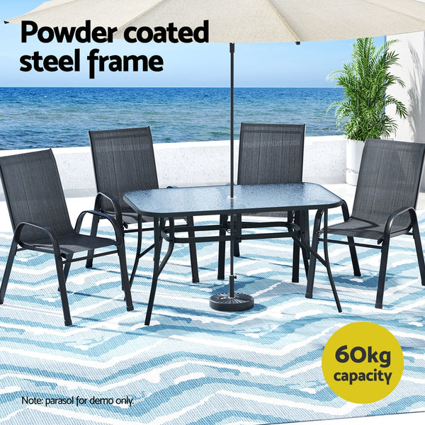 Gardeon 5Pc Outdoor Dining Set Table And Chairs Patio Furniture Bistro Garden Black Outdoor Dining Sets