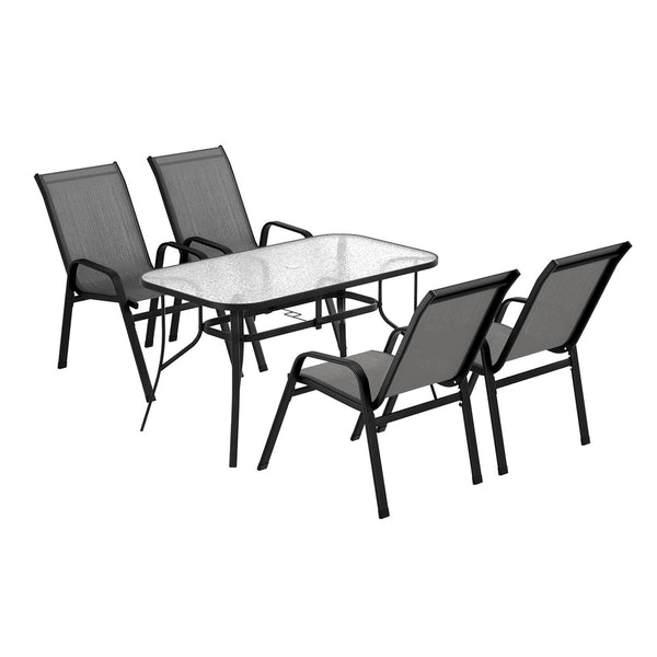 Gardeon 5Pc Outdoor Dining Set Table And Chairs Patio Furniture Bistro Set Garden Grey Outdoor Dining Sets