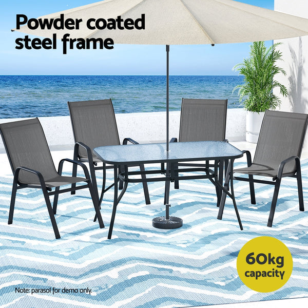 Gardeon 5Pc Outdoor Dining Set Table And Chairs Patio Furniture Bistro Set Garden Grey Outdoor Dining Sets