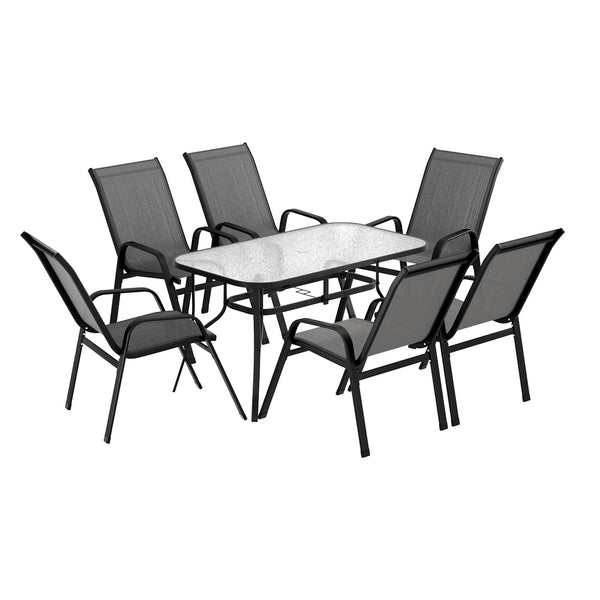 Gardeon 7Pc Outdoor Dining Set Table And Chairs Patio Furniture Bistro Set Garden Grey Outdoor Dining Sets
