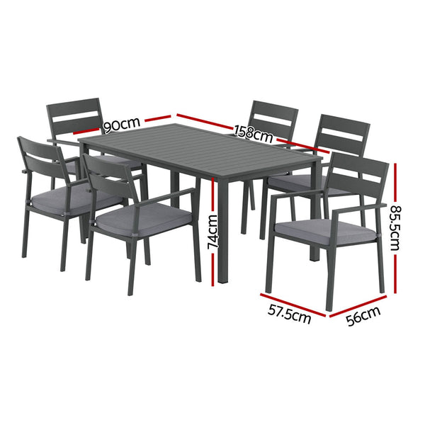 Gardeon Aluminium Outdoor Dining Set Black Table And Chairs Furniture Outdoor Dining Sets