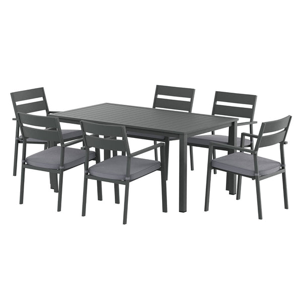 Gardeon Aluminium Outdoor Dining Set Black Table And Chairs Furniture Outdoor Dining Sets