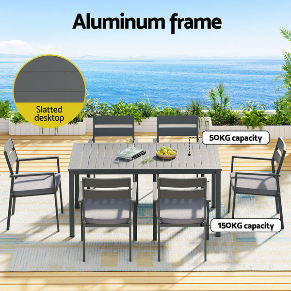 Gardeon Aluminium Outdoor Dining Set Black Table And Chairs Furniture Outdoor Dining Sets