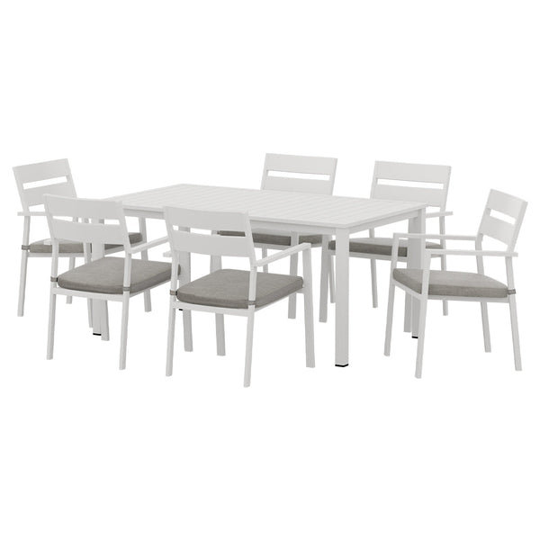 Gardeon Outdoor Dining Set 7 Piece Aluminum Table Chairs Setting White Outdoor Dining Sets