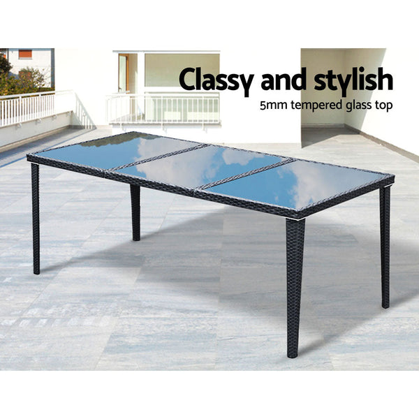 Gardeon Outdoor Dining Set 9 Piece Wicker Lounge Setting Black Outdoor Dining Sets