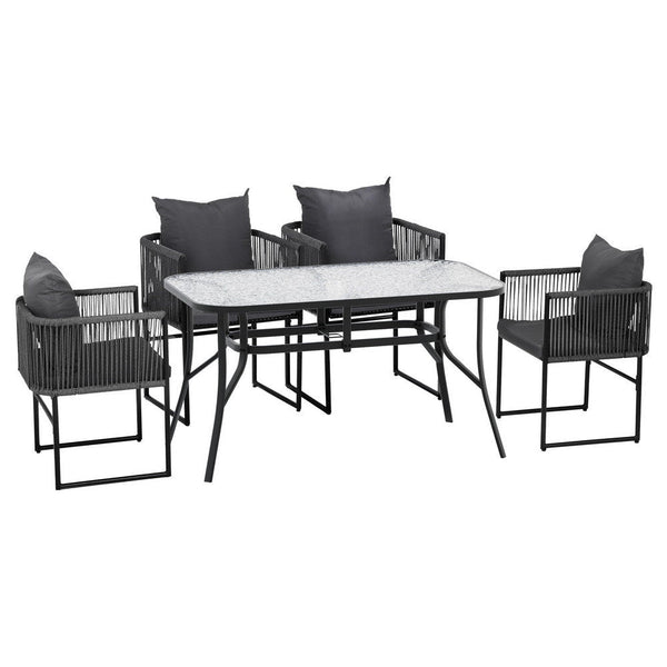 Gardeon 5Pc Outdoor Dining Set Table And Chairs Patio Furniture Garden Bistro Black Outdoor Dining Sets