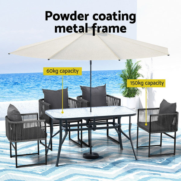 Gardeon 5Pc Outdoor Dining Set Table And Chairs Patio Furniture Garden Bistro Black Outdoor Dining Sets