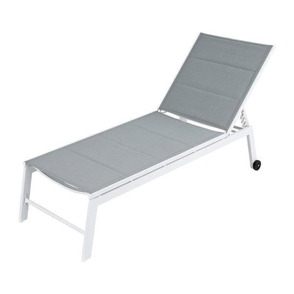Gardeon Sun Lounger Chaise Wheels Patio Furniture Outdoor Setting White Loungers