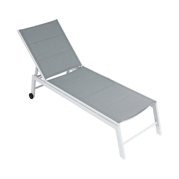 Gardeon Sun Lounger Chaise Wheels Patio Furniture Outdoor Setting White Loungers
