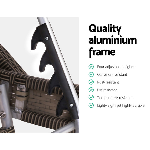 Gardeon Sun Lounge Wicker Lounger Outdoor Furniture Beach Armchair Adjustable Grey&Beige Loungers