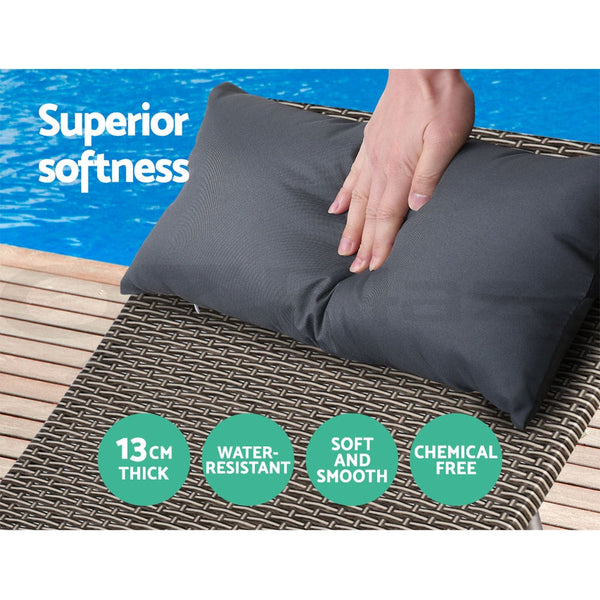 Gardeon 2X Sun Lounge Wicker Lounger Outdoor Furniture Beach Armchair Adjustable Grey&Beige Loungers