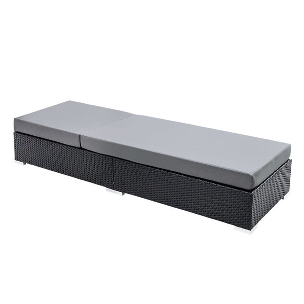 Gardeon Sun Lounge Wicker Lounger Outdoor Furniture Day Bed Adjustable Rattan Garden Cover Loungers