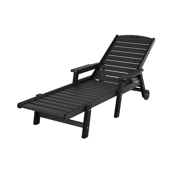 Gardeon Sun Lounge Lounger Beach Chair Hdpe Patio Outdoor Furniture With Wheels Black Loungers