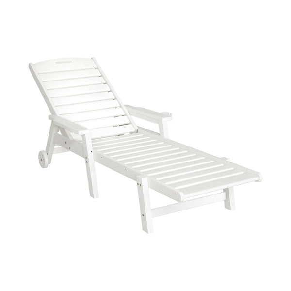 Gardeon Sun Lounge Lounger Beach Chair Hdpe Patio Outdoor Furniture With Wheels White Loungers