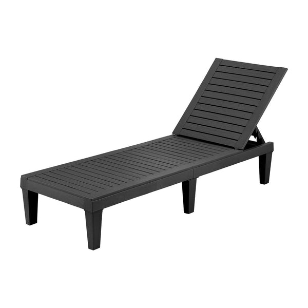 Gardeon Sun Lounge Adjustable Recliner Patio Outdoor Furniture Lightweight Black Loungers