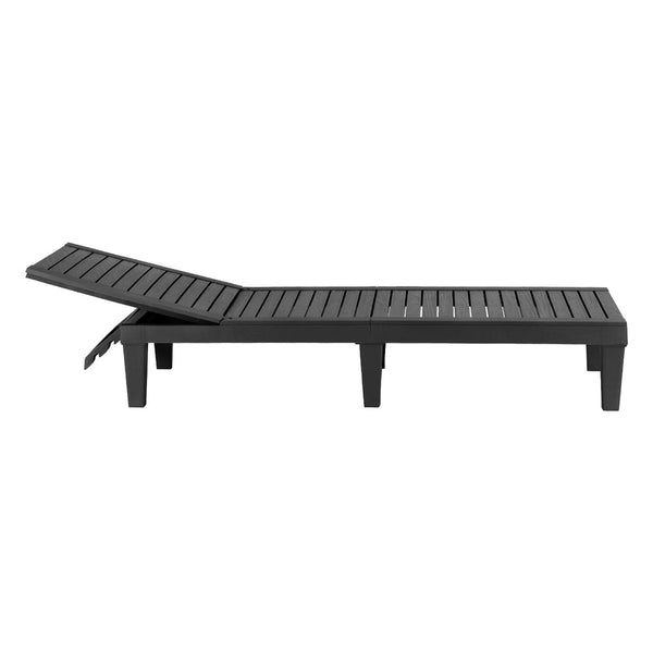 Gardeon Sun Lounge Adjustable Recliner Patio Outdoor Furniture Lightweight Black Loungers