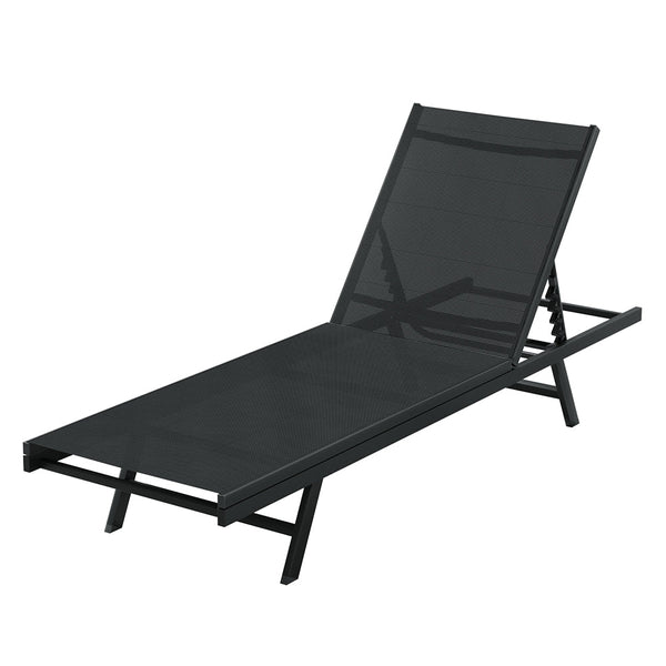 Gardeon Sun Lounge Outdoor Lounger Steel Beach Chair Patio Furniture Black Loungers